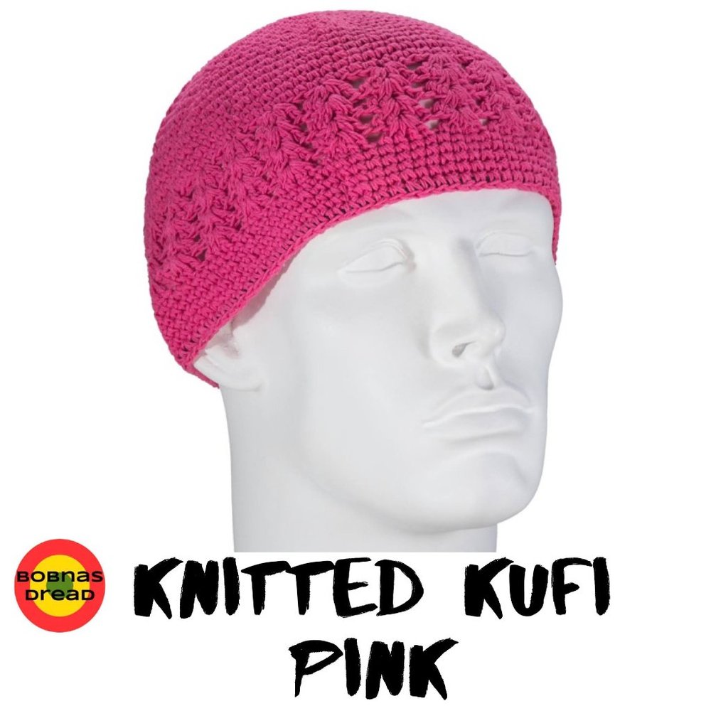 Men's Knitted Kufi Cap - Pink